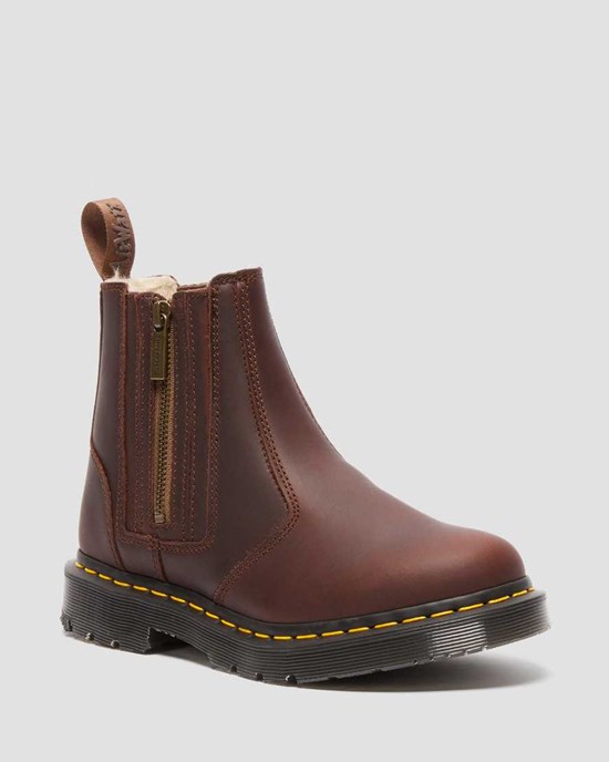 Cizme Barbati Dr Martens 2976 DM's Wintergrip Zip Up Maro | AKWPU0761