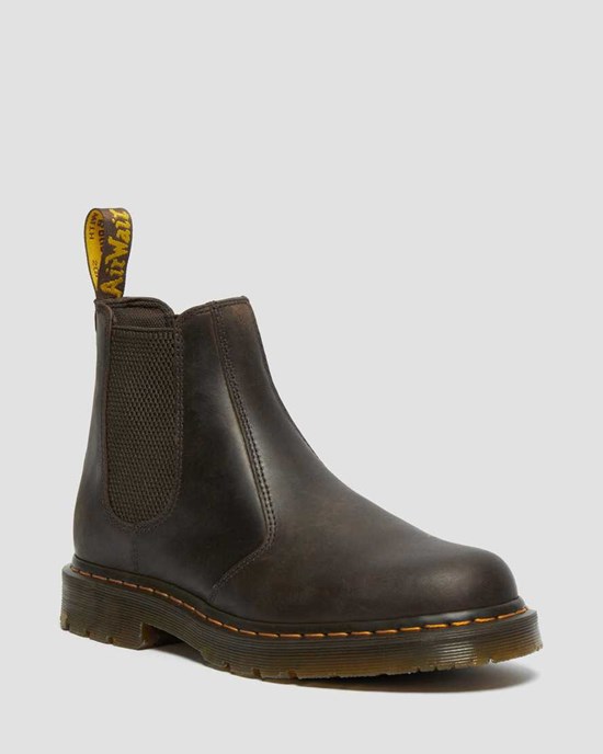 Ghete Chelsea Barbati Dr Martens 2976 Slip Resistant Piele Maro Inchis | GCLFI6728