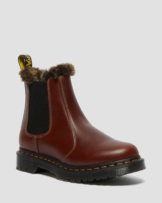 Ghete Chelsea Dama Dr Martens 2976 Leonore Faux Fur Captusite Maro | XZONK9840