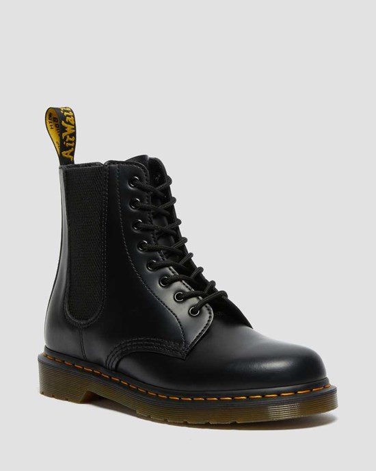 Ghete cu Siret Barbati Dr Martens 1460 Harper Smooth Piele Negrii | QEWYX3240