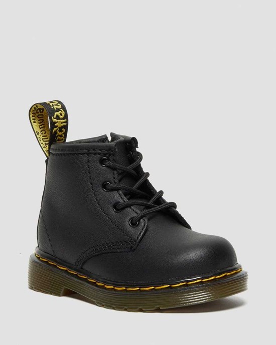 Ghete cu Siret Copii Dr Martens Infant 1460 Softy T Piele Negrii | JRDOX5301