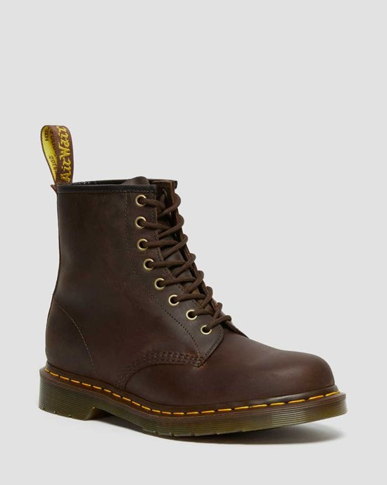 Ghete cu Siret Dama Dr Martens 1460 Crazy Horse Piele Maro | HFDUL5618