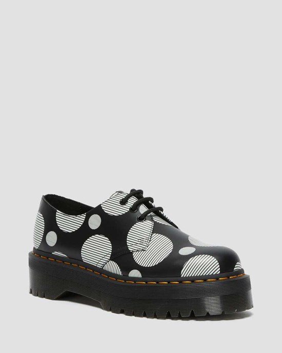 Pantofi Oxford Barbati Dr Martens 1461 Polka Dot Smooth Piele Negrii | UHPFG6349