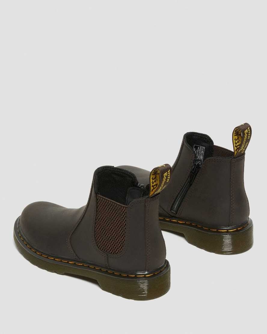 Ghete Chelsea Copii Dr Martens Junior 2976 Wildhorse Piele Maro Inchis | GPDQE1490