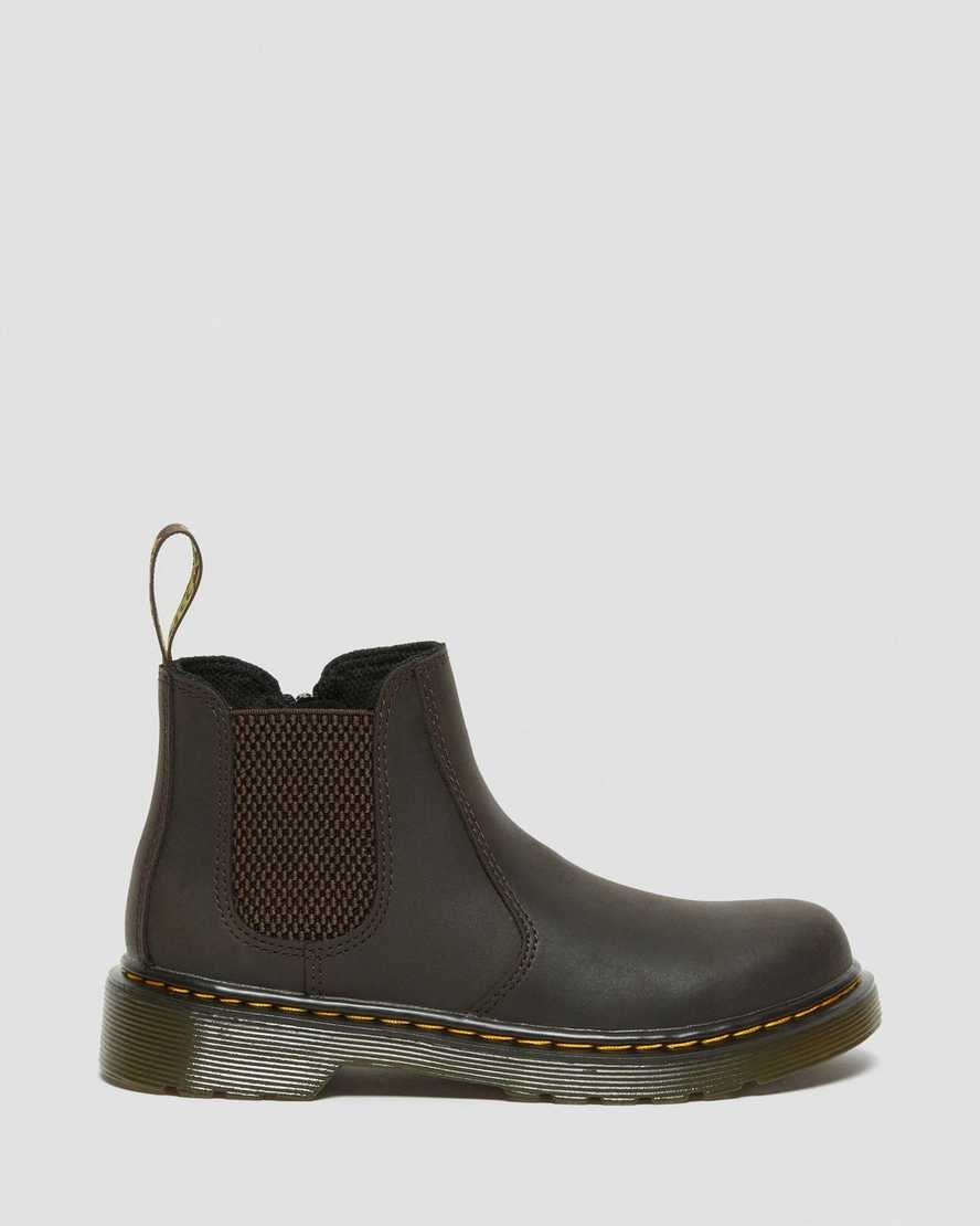 Ghete Chelsea Copii Dr Martens Junior 2976 Wildhorse Piele Maro Inchis | GPDQE1490