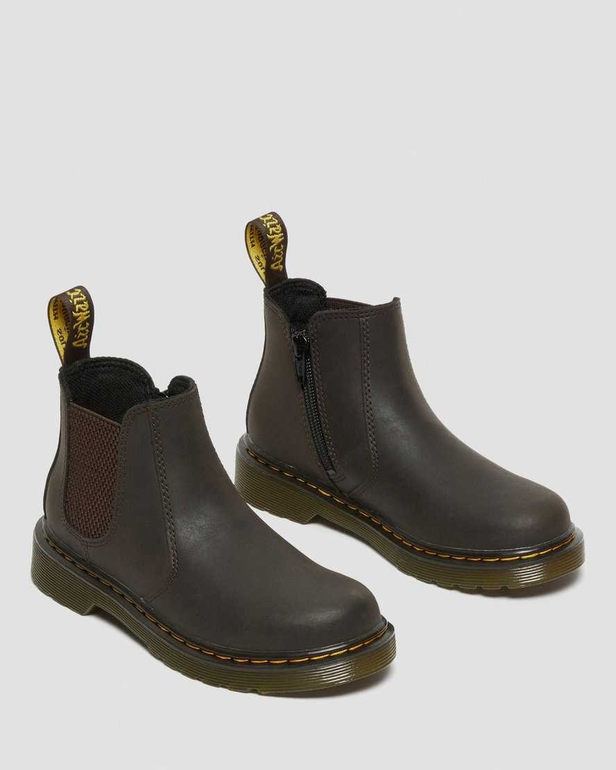 Ghete Chelsea Copii Dr Martens Junior 2976 Wildhorse Piele Maro Inchis | GPDQE1490