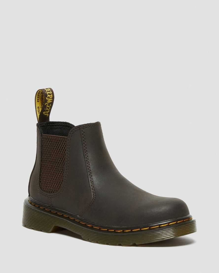 Ghete Chelsea Copii Dr Martens Junior 2976 Wildhorse Piele Maro Inchis | GPDQE1490