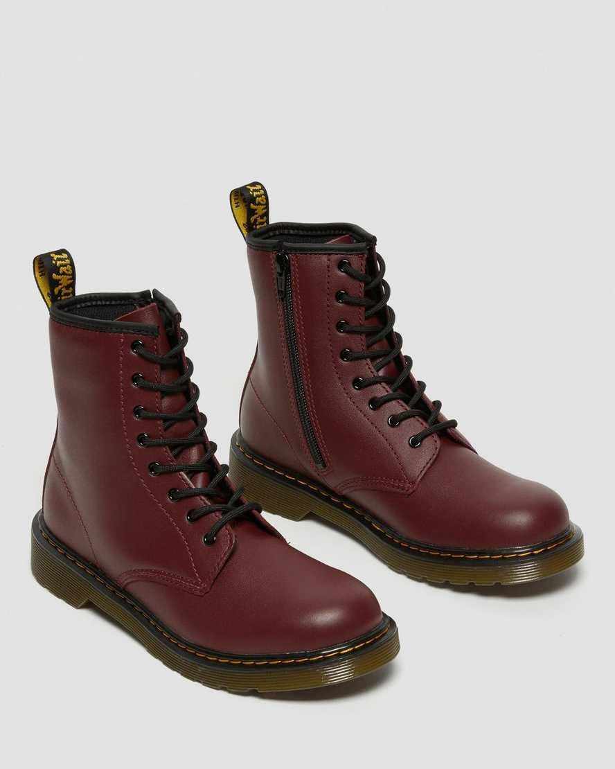 Ghete cu Siret Copii Dr Martens Youth 1460 Softy T Piele Rosii | ZMKQL6751