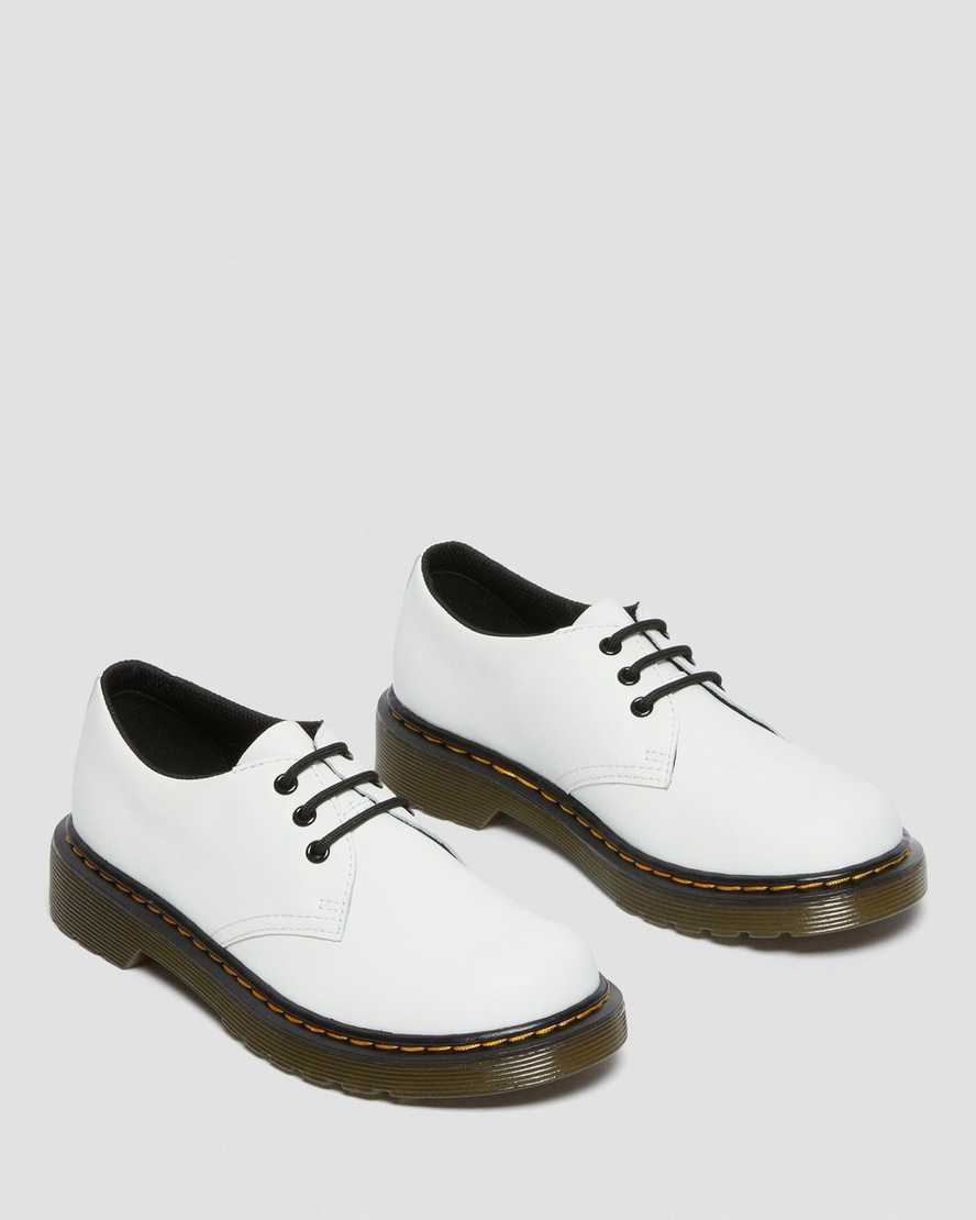 Pantofi cu Dantela Copii Dr Martens Junior 1461 Piele Albi | LRPVW9830
