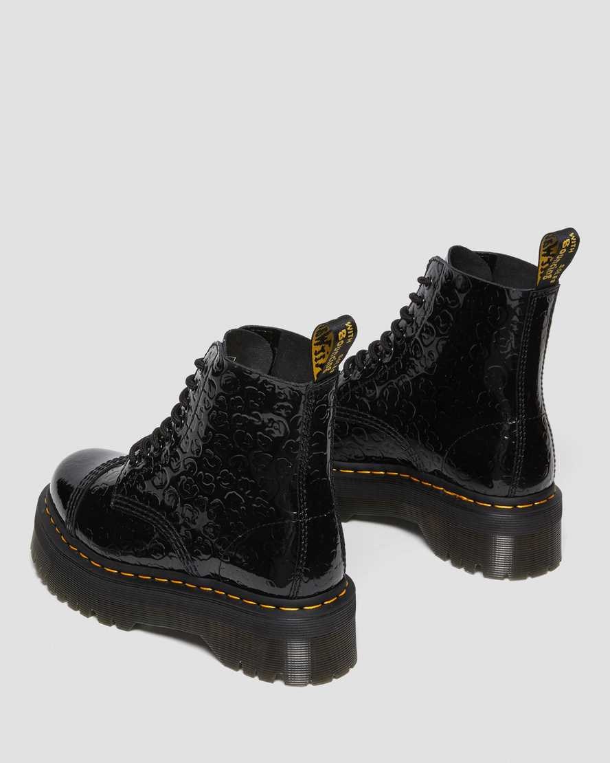 Patent Boots Dama Dr Martens Sinclair Leopard Emboss Lacuita Piele Negrii | XVKZS9724