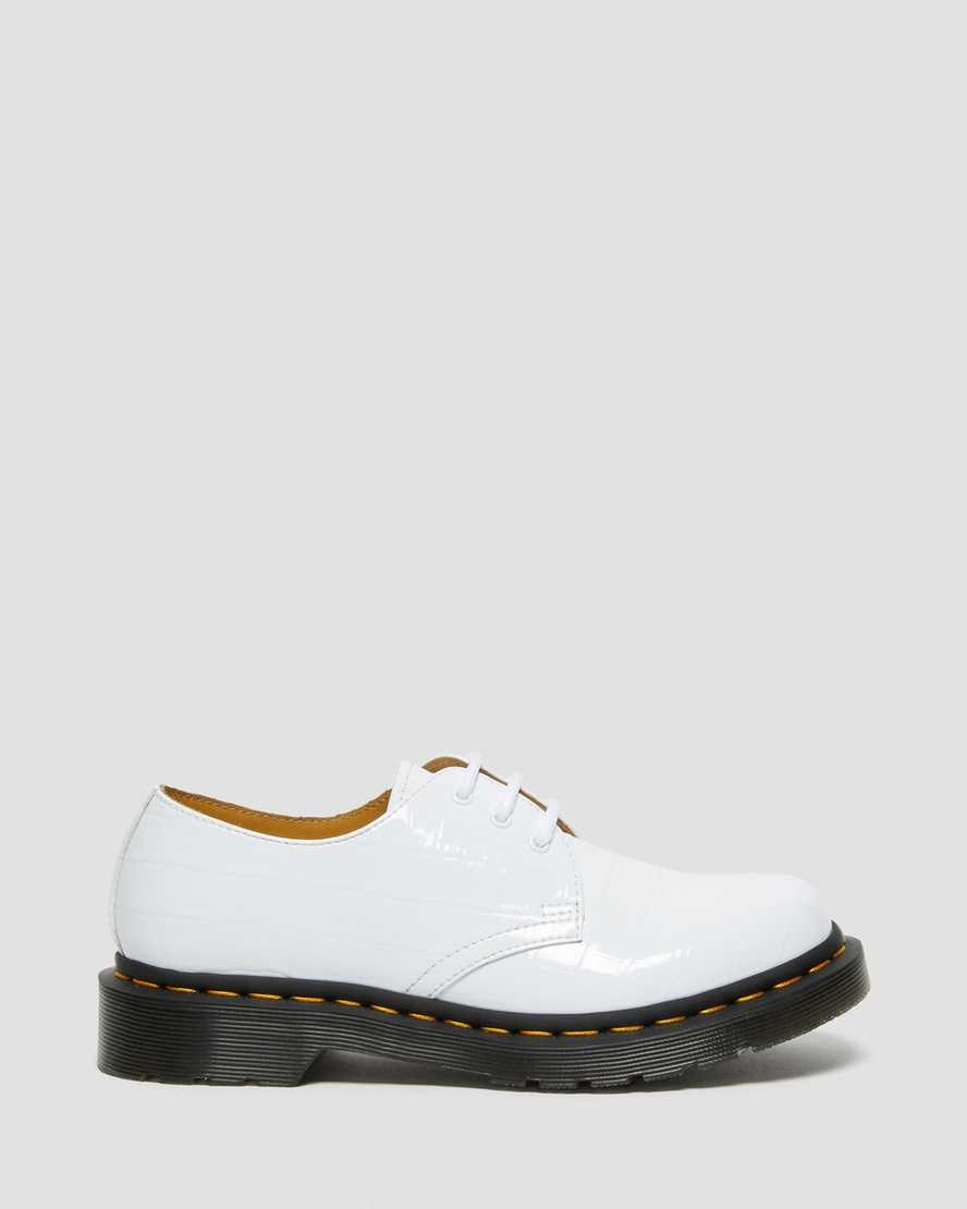 Patent Shoes Dama Dr Martens 1461 Lacuita Croc Emboss Piele Albi | NRYSC1630