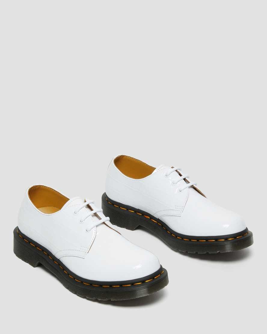 Patent Shoes Dama Dr Martens 1461 Lacuita Croc Emboss Piele Albi | NRYSC1630