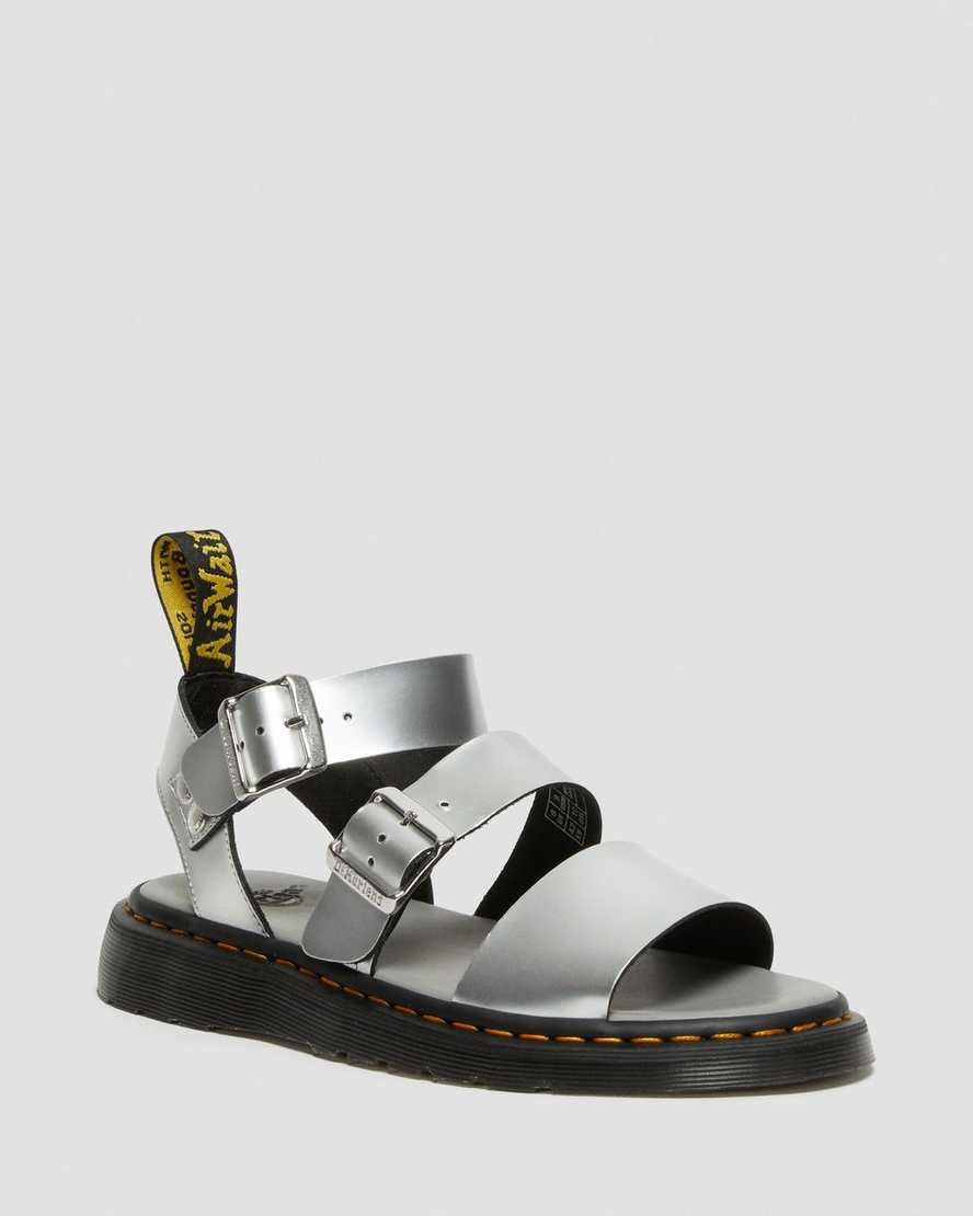 Sandale Gladiator Dama Dr Martens Gryphon Metallic Piele Argintii | CKNLH7139