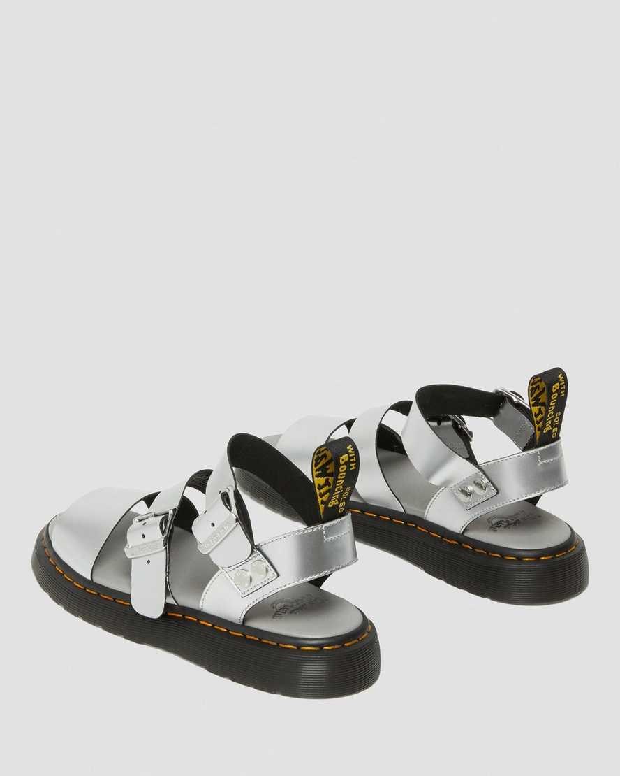 Sandale Gladiator Dama Dr Martens Gryphon Metallic Piele Argintii | CKNLH7139