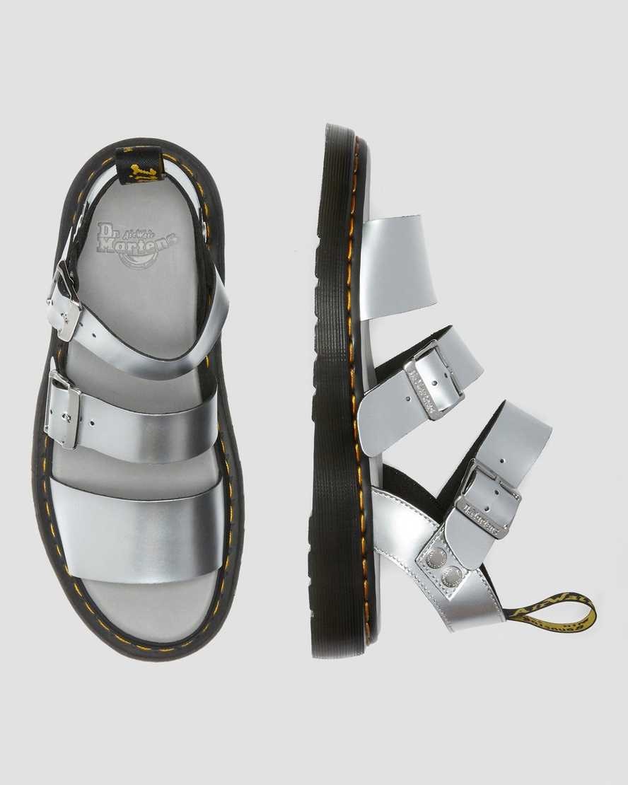 Sandale Gladiator Dama Dr Martens Gryphon Metallic Piele Argintii | CKNLH7139