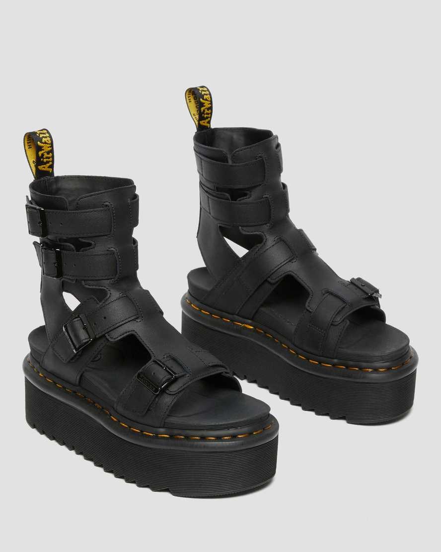 Sandale cu Platforma Dama Dr Martens Giavanna Piele Negrii | UVKBW7568